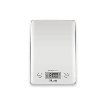 iHome Digital Food Scale for Kitchen - Glass Digital Scale Kitchen (Gm/Oz) - Kitchen Scale for Food (Baking and Cooking), Batteries Included