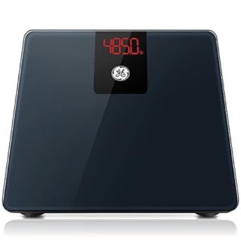 GE Digital Body Weight Scale for Bathroom, 500lbs Capacity Smart BMI Weight Scales for People Accurate Bluetooth Weighing Scale Electronic Weigh Scales with Bright LED Display Black