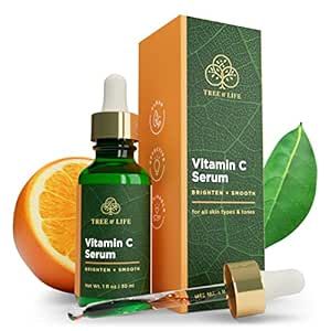 Tree of Life Vitamin C Face Serum - 1 Fl Oz, 1 Pack Skin Care Serums - Moisturizing Vitamin E for Brightening & Smoothing Dry/Sensitive Skin, Anti-Aging, Wrinkles & Dark Spot - Dermatologist-Tested