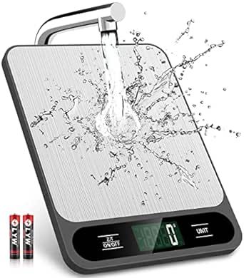 Mik-Nana Food Scale Black, 22lb/10kg Digital Kitchen Scale Grams and oz for Baking Cooking and Weight Loss, 1g/0.04oz Precise Graduation, Easy Clean Stainless Steel