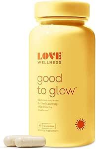 Love Wellness Good to Glow Collagen Supplement | Skin Care with Biotin, Vitamin C, E, & Zinc | Promotes Smooth, Glowing & Clear Skin | Enhances Smoothness, Reduces Wrinkles & Fine Lines | 60 Capsules