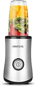 Amateys Personal Blender with Button,350W Professional Kitchen Blender for Smoothies and Shakes,17oz Portable Smoothie Blender,Easy Cleaning&Operation,Height 12 Inch Suitable for Carrying or Storage