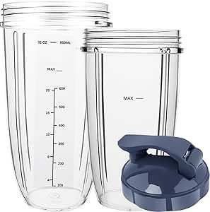 3-Piece 32/24OZ NutriBullet Blender Cups and Flip-Top To-Go-Lid Set NutriBullet Replacement Parts NutriBullet Accessories Compatible with NutriBullet High-Speed Blender System 600W/900W Series