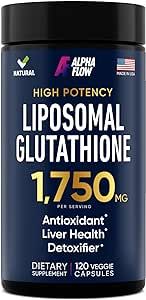 Liposomal Glutathione Supplement 1750MG - Pure Glutathione Liposomal with Vitamin C + Phospholipid Antioxidant Complex - L Glutathione for Liver Detox and Immune Support Supplement - 120 Caps