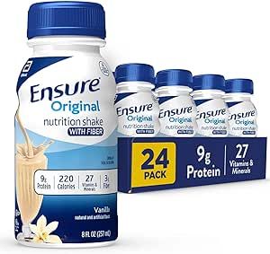 Ensure Original Vanilla Liquid Nutrition Shake With Fiber | gluten free Meal Replacement Shake | 24 Pack | Bottle