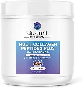 DR EMIL NUTRITION Collagen Peptides Powder - Hot Cocoa Flavored Collagen Powder for Women - Collagen Supplements for Hair, Skin & Nails with Hyaluronic Acid - 9g Protein per Serving