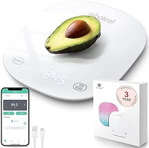 arboleaf Food Scale, 22lb/10kg Digital Kitchen Scale for Food Ounces and Grams, Smart Gram Scale for Weight Loss, 0.1oz/0.5g Small Rechargeable Food Weight Scale for Kitchen Gift, USB Scale