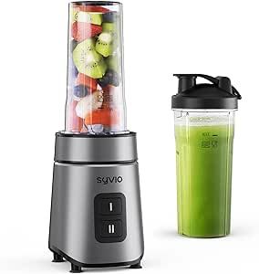 Syvio Blender for Shakes and Smoothies, 600W Personal Blender, Smoothie Blender with 2 Speed Control, Smoothie Maker with 2 BPA-Free 20Oz Sport Cup