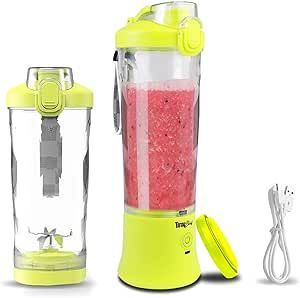 Total Chef Portable Blender, Personal Blender for Smoothies and Shakes with 6 Stainless Steel Blades, 20 oz (600 mL) Travel Blenders Type-C USB Rechargeable Mini Blender, Leakproof Travel Lid