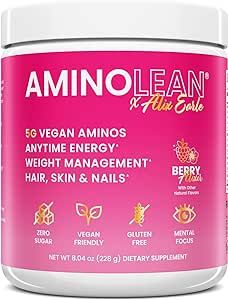 RSP NUTRITION AminoLean Pre Workout x Alix Earle Berry Alixir, Clean Energy with No Jitters, Tingles or Crash, Vegan Friendly with Added Biotin for Hair, Skin, Nails, 30 Servings