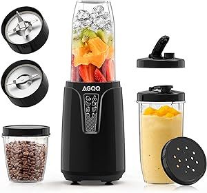 AGQQ 17-Piece Countertop Blender Set, 6-Edge Blade, 2 * 20 oz BPA Free To-Go Cups, Smoothie Blender with Powerful 850W Motor, Easy to Use and Clean, Multi-purpose, Healthy and Safe