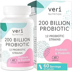 200 Billion CFUs Probiotics for Women & Men - 12 Diverse Probiotic + Organic Prebiotics, Daily Probiotics for Digestive Gut & Immune Health, Bloating, Shelf Stable - 60 Capsules (60-Day Supply)