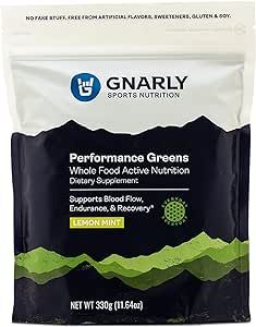 Gnarly Nutrition, Performance Greens Superfood Powder to Support Performance and Recovery, Lemon Mint, 11.64 Oz (30 Servings)