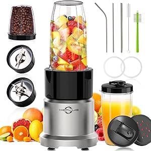 Personal Blender for Shakes and Smoothies, 6-Leaf Blenders for Kitchen 850W, 17 Pieces Smoothie Blender with Grinder, 2 * 20oz To-Go Cups, Countertop Blender for Fruits, Protein Drinks, Ices