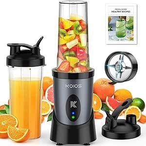 KOIOS 900W Smoothie Blender, Personal Blender for Shakes and Smoothies with 2 BPA-Free 22 oz Portable Blender Bottles and To-Go Lids, Single Serve Mixer Blender for Juices Baby Food, Nutritious Recipe
