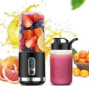 BESNOOW Portable Blender, Personal Blender for Shakes and Smoothies, 4000mAh USB Rechargeable, BPA Free 15.2 Oz 450ML Juicer Cup with 6 Blades and Lid, Portable Juicer for Kitchen/Gym/Outdoor(Black)