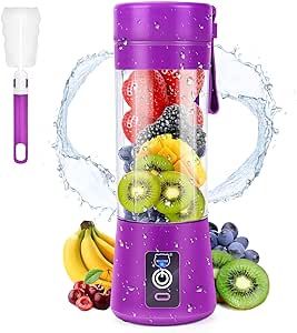 Portable Blender, MIAOKE Personal Mini Juice Blender, USB Rchargeable Juicer Cup with Six Blades in 3D, Smoothie Blender Home/Office/Outdoors, Dark purple