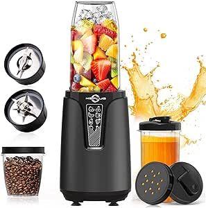 Portable Blender for Shakes and Smoothies, 850W Personal Blenders for Kitchen, 6 Blades Smoothie Blender with Grinder, 2 * 20oz To-Go Cup,17 Pieces Countertop Blender for Fruit Protein Drink Baby Food