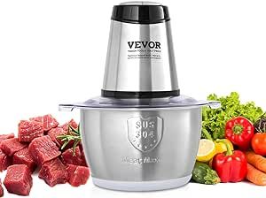 VEVOR Food Processor, Electric Meat Grinder, Electric Food Chopper, 2 Speeds Food Grinder for Baby Food, Meat, Onion, Vegetables (8 Cup)