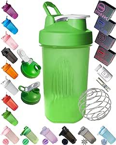 Shaker Bottle Forest Green(Other Color-Style Available)>A Small Cup Printed Scale Marks of 12 OZ & 400 ML,Stainless Whisk,Leak Proof,BPA Free,Made of PP5,Dishwasher Safe,Easy to Clean.