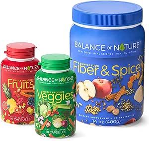 Balance of Nature Whole Health System - Whole Food Fruits & Veggies & Spice Powder Drink Mix - Superfoods, Antioxidants & Natural Fiber - Digestion Support - 30 Servings Each