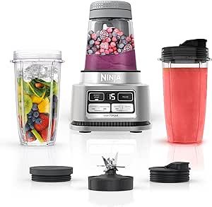 Ninja SS101 Foodi Smoothie Maker & Nutrient Extractor* 1200 WP, 6 Functions Smoothies, Extractions*, Spreads, smartTORQUE, 14-oz. , (2) To-Go Cups & Lids, Silver