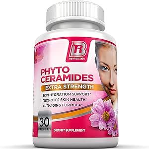 BRI Nutrition Phytoceramides - Natural Anti-Aging Skin & Hair Vitamins for Collagen Boost & Rejuvenation w Vitamins A + C + D + E - 350mg per Serving (1 Vegetable Cellulose Capsule) - 30 Count